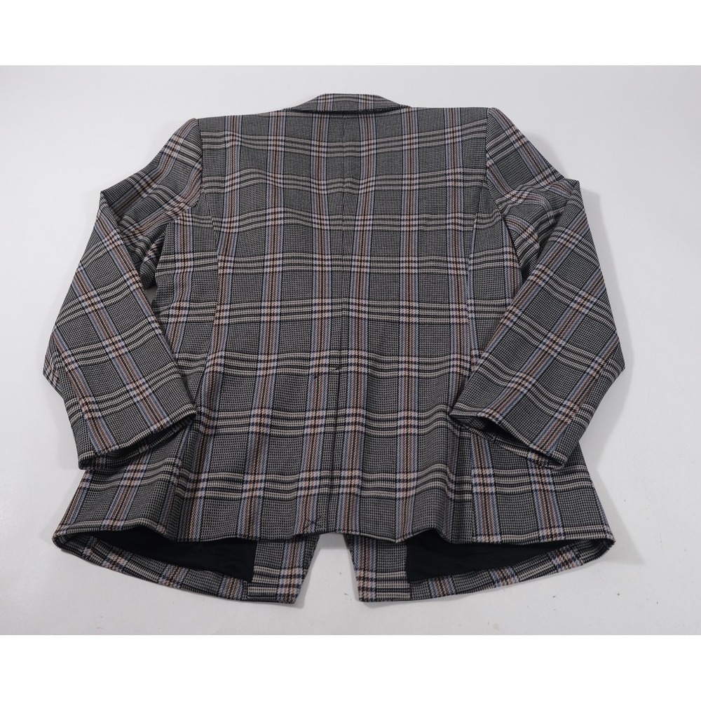 Nine West Blazer Women Large Multi Plaid One Button Professional WW43Z510RR3